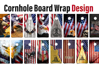 create unique and print ready cornhole board wrap design