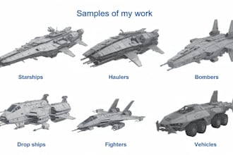 draw spaceship concept art or design a starship or scifi vehicle