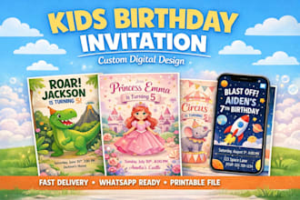 design a kids birthday digital invitation for whatsapp