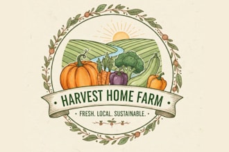 create vegetable farm logo design organic farm and agriculture