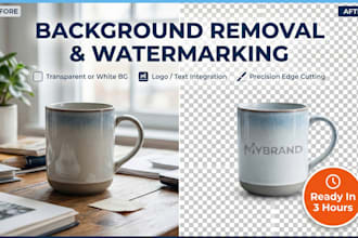 add watermark logo or text and removal background perfectly