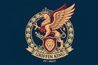 draw amazing griffin king logo with free source file