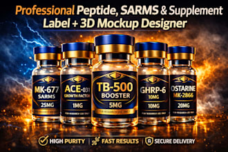 design peptide sarms supplement label, and vial label