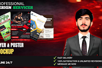 design professional business flyers, posters, and 3d mockups