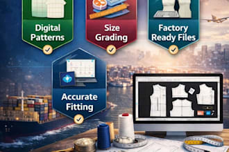 custom clothing sewing patterns with grading and PDF