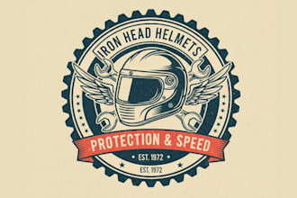 create strong vintage helmet brand logo for your business