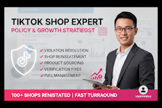 set up tiktok shop, fix violation and reinstatement