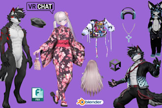 design and rig vrchat clothing accessories prop to your vrchat custom avatar vrm