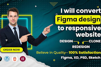 convert PSD figma to responsive wordpress or HTML site