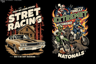 create high quality racing car illustration for t shirt design