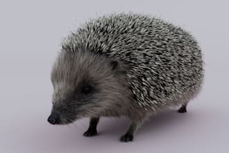 design cgi 3d hedgehog for game,3d cute animal,educational 3d model,wildlife