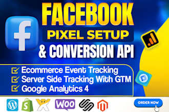 setup facebook pixel,conversion API,fix meta pixel, server side tracking by GTM