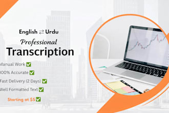 manually transcribe urdu and english audio to text