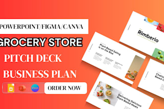 design an investor ready grocery store supermarket pitch deck business plan ppt