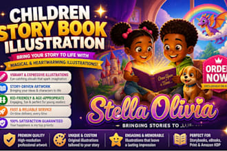 design children story book illustration, amazon KDP kids book cover design