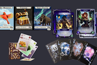 design custom tcg card art in magic the gathering style board game illustration