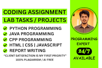 do python, java, cpp assignments and coding projects