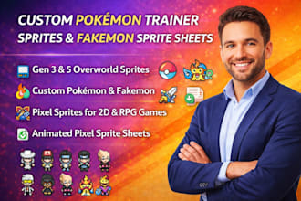 create custom pokemon trainer and fakemon gen 3 5 overworld sprite sheets