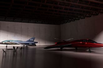 photorealistic 3d aviation art showcasing helicopters and passenger jet models