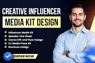 design influencer media kit, editable canva one sheet, epk, speaker one sheet