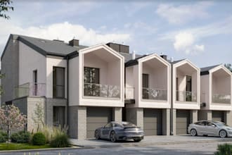 rendering building for realtor, link detached house, remodel small bedroom villa