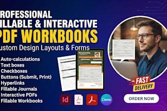fillable PDF workbook design layout, interactive PDF workbook design