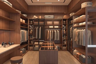 do 3d dressing room and office interior design and rendering