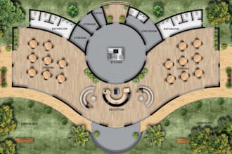render a professional 2d floor plan in photoshop