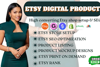 create etsy digital product etsy pod printify shopify printful setup etsy SEO