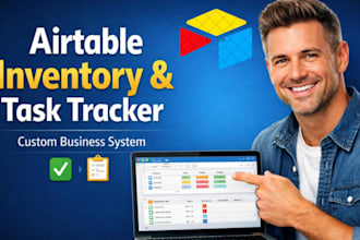 design a custom airtable inventory  stock management template with task track