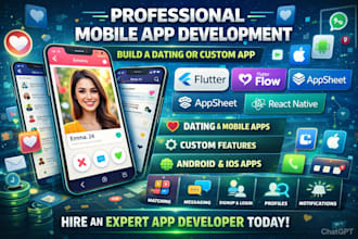 build professional dating app using flutter flutterflow appsheet or react native