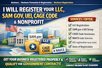 do sam gov nonprofit registration llc registration uei cage code naics code