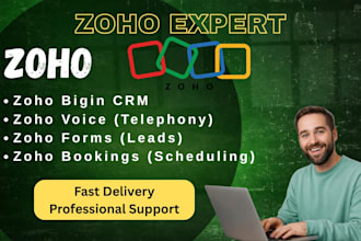 set up professional zoho forms, campaigns, voice, forms, and bookings
