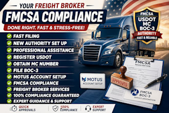 register usdot, mc number and boc3 fmcsa compliance asap