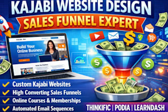 kajabi website design sales funnel kajabi website thinkific podia learndash