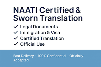 provide naati certified and sworn translation for legal documents