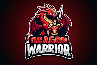 make unique dragon warrior logo with new concept