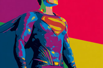 illustrate a superhero pop art portraits