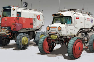 sketch a car or vehicle design concept using digital drawing