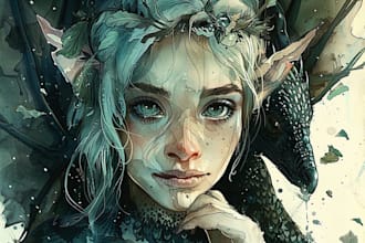 draw a fantasy illustration in a definite style