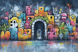 design graffiti art , canvas wall art ,doodle wall art