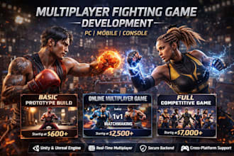 create a multiplayer fighting game game development for PC, mobile or console