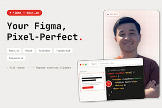 convert figma to nextjs or react website, pixel perfect responsive