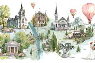 create custom wedding map illustrations for you