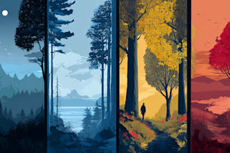 draw a flat vector landscape illustration