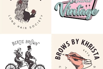 do hand drawn vintage tattoo logo with illustration