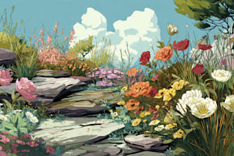 design realistic landscape illustration for you