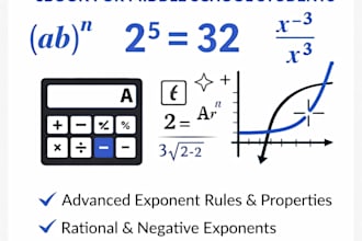 design a printable exponents workbook PDF for elementary and middle school