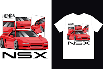 design custom automotive car t shirt vector illustration