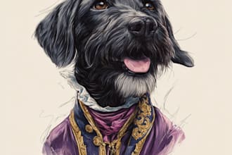 draw a cute cartoon portrait of your pet dog